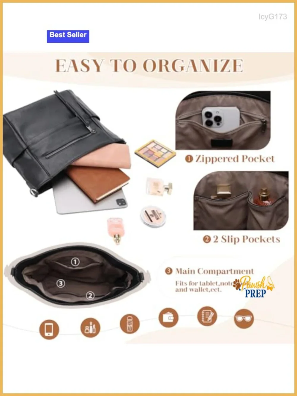 Women's Medium Hobo Bag Vegan Leather Purse with Pouch and Crossbody Strap